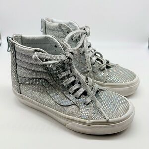 Silver Glitter High-Top Sneakers